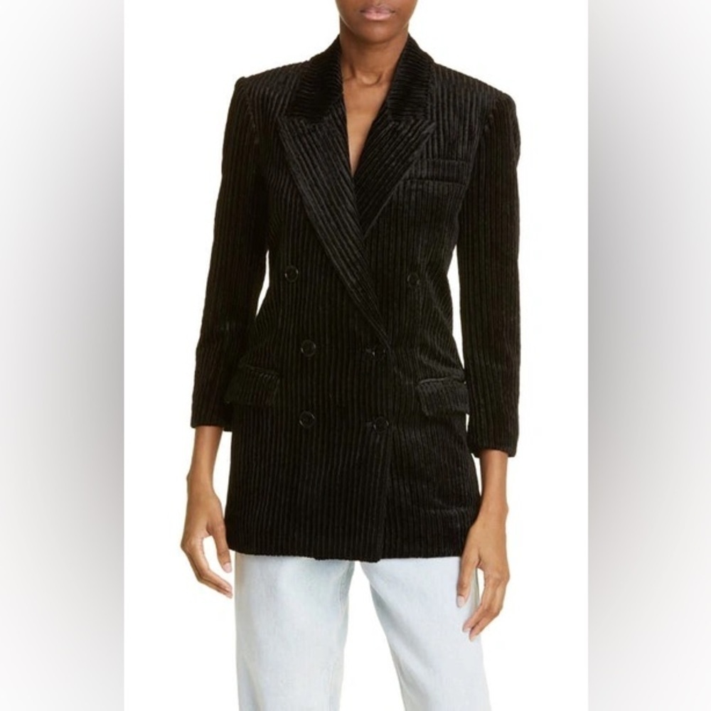 New Isabel Marant Dita Double Breasted Corduroy Ribbed Stretch Velvet Blazer 40